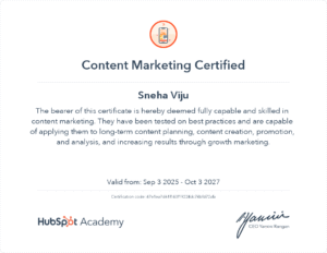 Best Freelance Digital Marketing Strategist in Kasaragod -Content Marketing Certificate